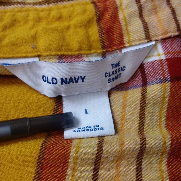 Old Navy Flannel Plaid Shirt Womens Large Gold Red Yellow Chiefs Fan Harvest - Picture 4 of 13